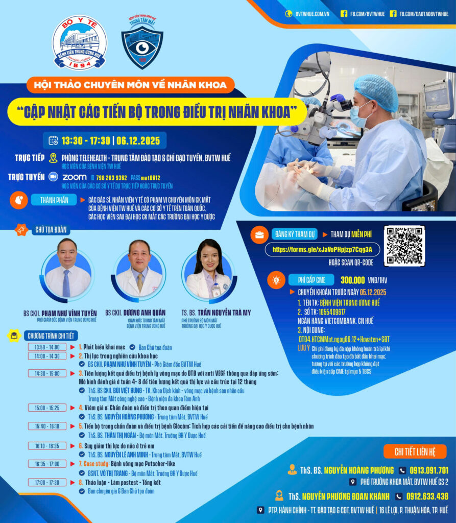 TS.BSNT. Trà My chủ tọa hội thảo chuyên môn nhãn khoa tại BV TW Huế ngày 06122025